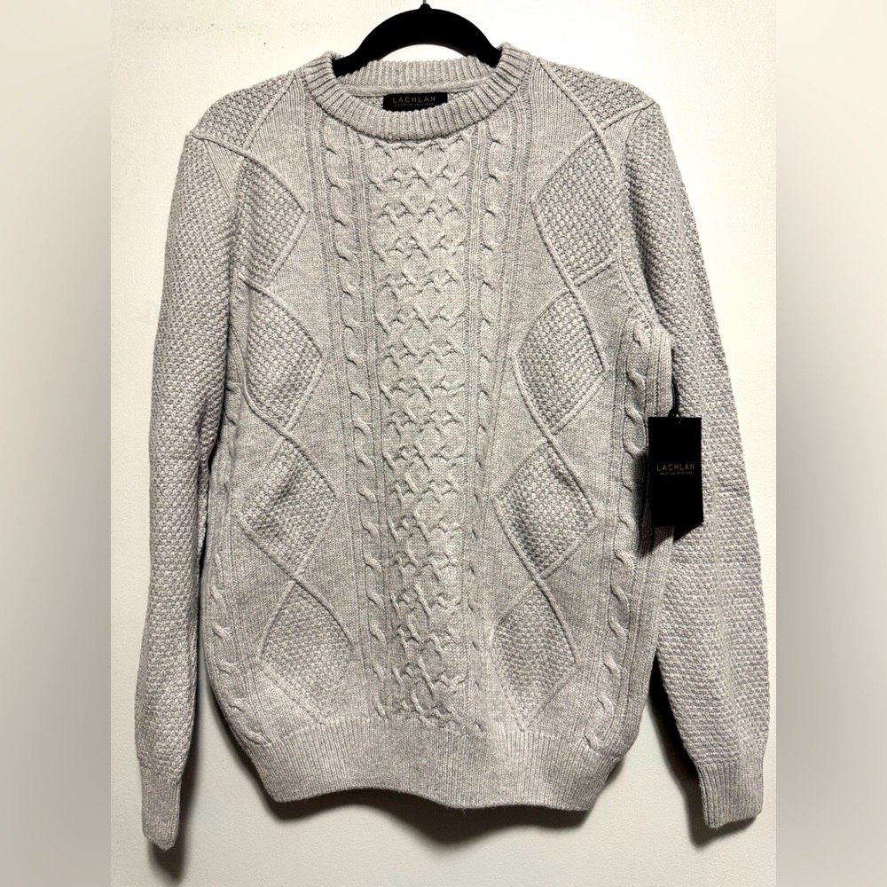 Lachlan Cable Knit Sweater Wool Blend Sweater Size Medium